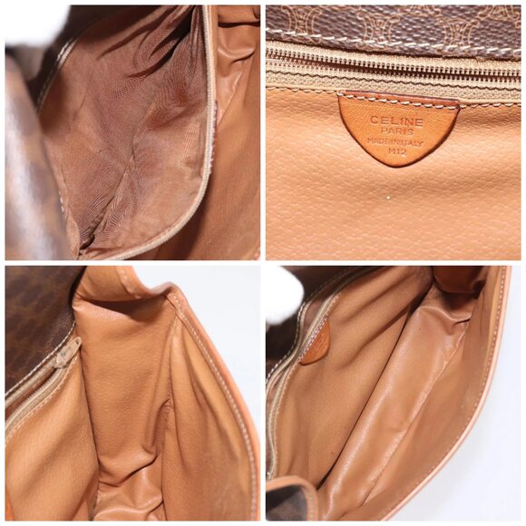 CELINE Macadam Canvas Shoulder Bag PVC Leather Brown Gold Auth KD054 - Picture 15 of 16